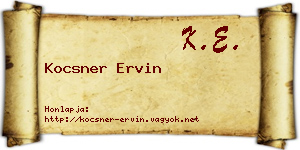 Kocsner Ervin névjegykártya